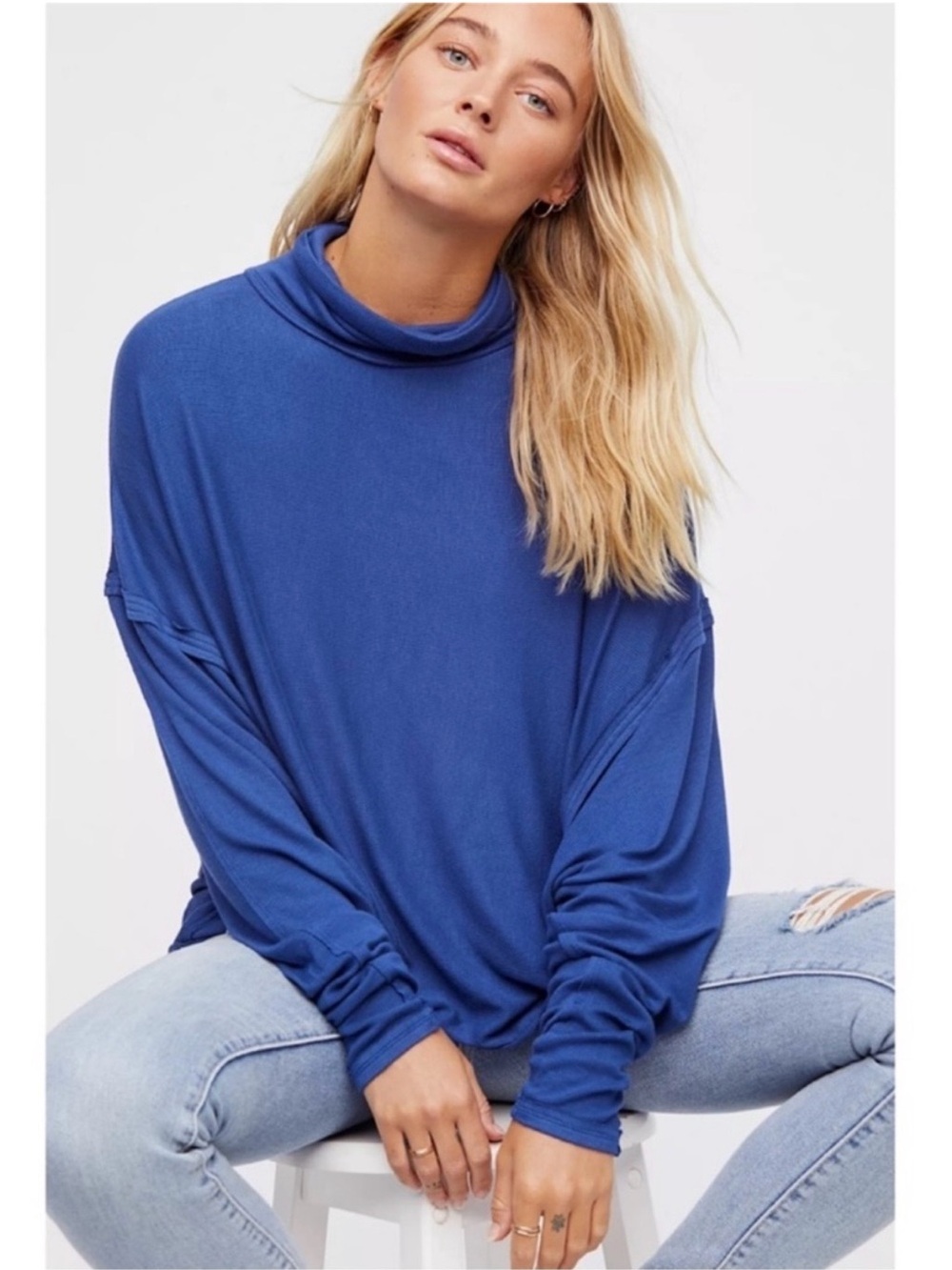 We The Free Deep Navy Relaxed mockneck Long-Sleeve Top 026